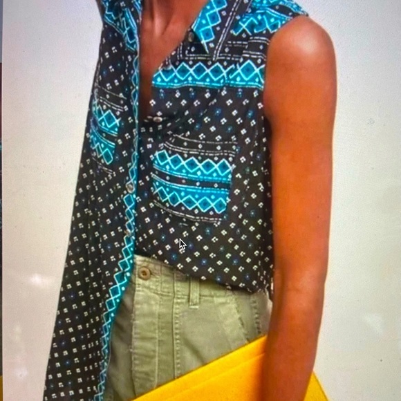 Anthropologie Akemi + Kin Ikat Print tunic length Sleeveless Blouse Size… - Picture 2 of 10